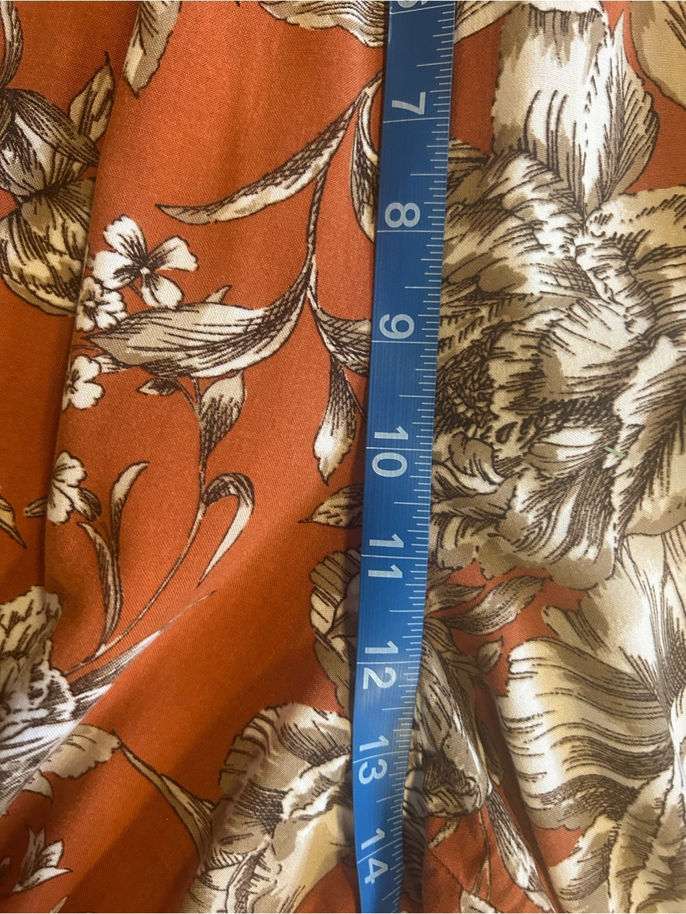 Calvin Klein Sleeveless Rust Floral Wide Leg Cropped Jumpsuit, Smocked Bodice - Picture 9 of 11
